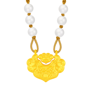 水贝黄金官方旗舰店足金999锦鲤锁吊坠项链女小克重黄金七夕礼物