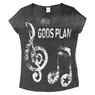 Gods plan*上帝计划25ss原创暗黑小众音符修身U型收腰辣妹短袖女
