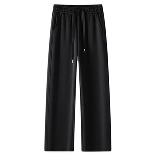 美式潮流裤子男士春秋季新款黑色休闲裤男款宽松阔腿直筒裤卫裤男