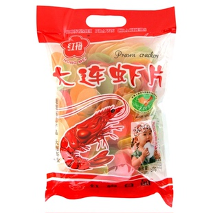 大连红梅虾片8090后怀旧零食油炸彩色龙虾片大包装超大膨化食品