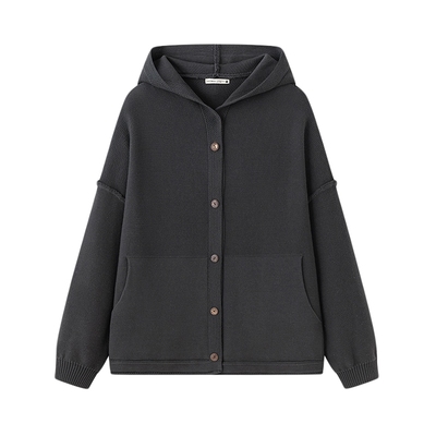 中和休闲宽松连帽毛织开衫春女装