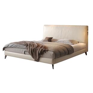 帕沙曼真皮床意式极简床主卧大床现代轻奢婚床豆腐块床1米8双人床