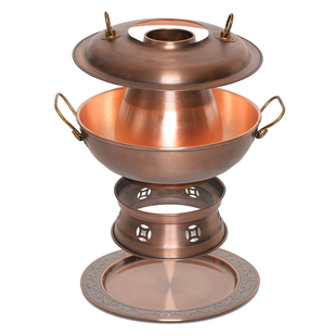 铜火锅纯铜老式木炭紫铜火锅分体加厚鸳鸯锅老北京涮肉碳火锅