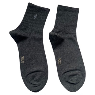 POLO袜子男秋冬厚全棉纯色百搭吸汗防臭中长筒袜学生运动短袜3601