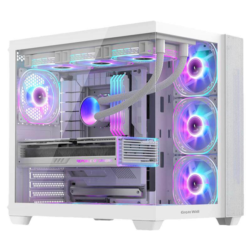 长城机箱S1PRO 海景房机箱ATX无立柱360水冷白色游戏台式电脑机箱