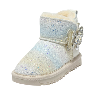 百丽童鞋女童雪地靴2025冬季新款保暖加绒大棉鞋儿童棉靴公主靴子