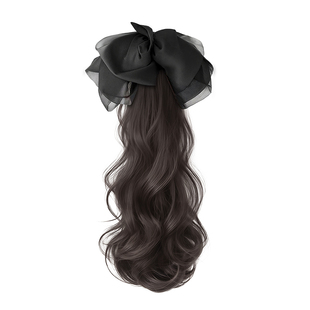 假发马尾女蝴蝶结抓夹大波浪气质低马尾秋冬慵懒长卷发假发辫马尾