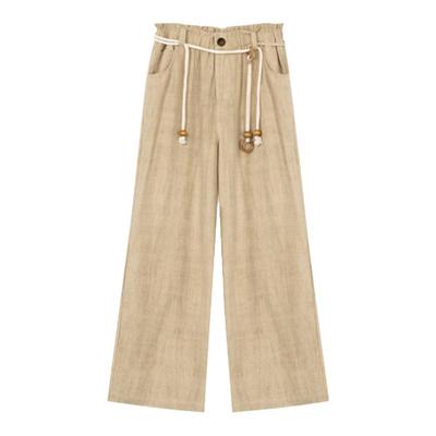 SAMEFLOW高腰亚麻透气休闲裤