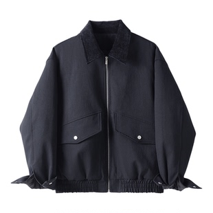 特价 户外工装风灯芯绒拼接翻领飞行夹克男冬85白鸭绒羽绒服外套