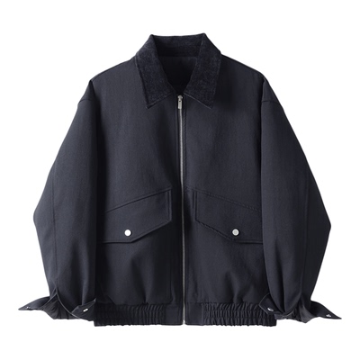 LUUD 户外工装风灯芯绒拼接翻领飞行夹克男冬85白鸭绒羽绒服外套