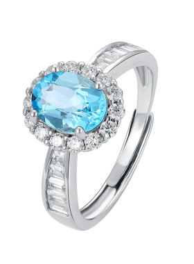 托帕石女纯银瑞士蓝气质彩宝戒指