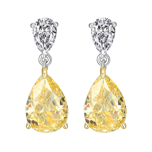 Victoria Crowne英伦王朝 仿黄水晶耳环黄钻耳环纯银耳饰生日礼物