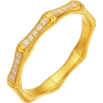 周六福黄金镶嵌钻石戒指女款黄金竹节戒指节节高升节日礼物送女友