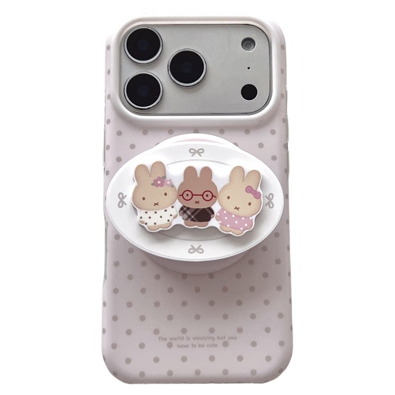 SHERRY*ins风粉色肤感波点磁吸兔子适用于苹果18ProMax手机壳iPhone17Pro小众少女心16简约15小