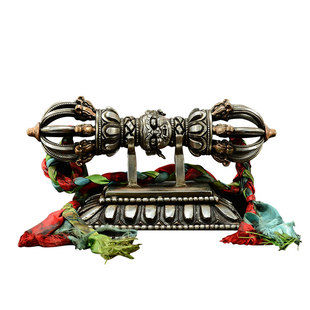 尼泊尔进口九股金刚杵室内家用秽迹金刚橛带底座桌面装饰摆件