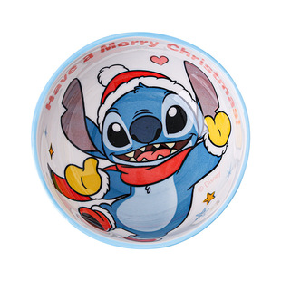 圣诞正品史迪仔陶瓷碗家用高颜值米饭碗儿童釉下彩饭碗礼物套盒