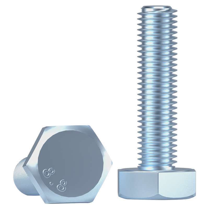 M4M5M6M8M10M12-M30 8.8级蓝白锌外六角螺栓全牙镀锌外六角螺丝钉