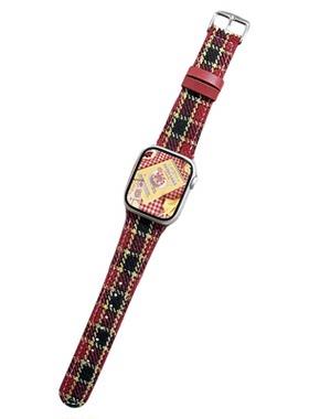 适用iWatch毛呢格子柔软皮表带