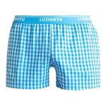 男士纯棉内裤阿罗裤小格子潮流宽松大码侧开衩平角裤全棉居家短裤