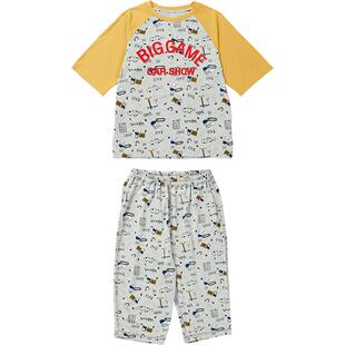 【竹纤维】千趣会童装儿童夏季家居服男童工程车凉感睡衣套装