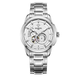 钻石手表上海自动机械表大表盘夜光防水镂空3150运动男士机械手表