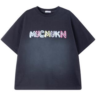 【色彩玩家】7A抑菌速干棉 潮牌喷色字母印花短袖T恤男童夏新款