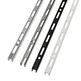 黑白色单排A柱加厚立柱服装展示架靠墙U槽可上下调节上墙钢条