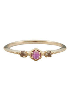 日系轻奢珠宝925银镀14k金戒指