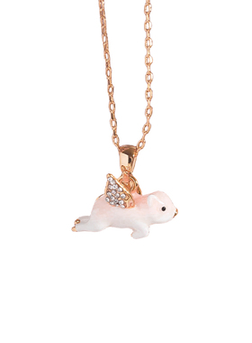 A可爱小飞猪猪项链珐琅彩锁骨链