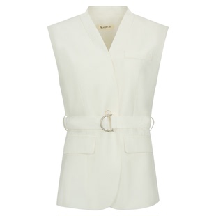 DTLANDO/商场同款25新品女装简约V领无袖金属环扣腰带马甲外套