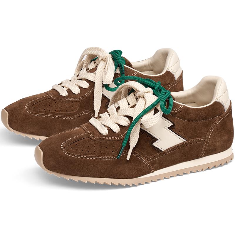 [明星同款]莎莎苏2025秋冬厚底增高德训鞋复古阿甘鞋运动休闲鞋