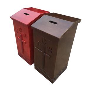 新款教堂专用带十字架实木大号奉献箱平台放奉献袋三锁六钥匙包邮