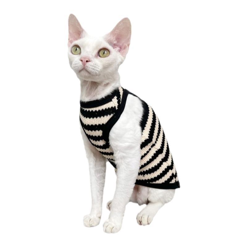 斯芬克斯无毛猫德文衣服复古毛衣弹力无袖背心矮脚秋季bf设计感