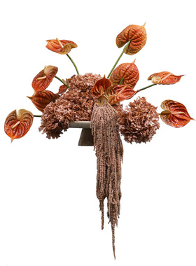 妖及中古橙色绣球花艺摆件可定制