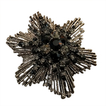 新款奢华优雅枪黑大胸针皮草羊绒大衣百搭胸花欧美夸张水钻饰品