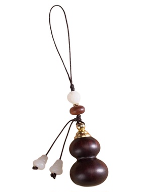 紫檀木空心小葫芦吊坠可打开装速效救保心药丸手机链急救药钥匙扣