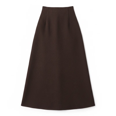 齐黛品牌咖色羊毛半身裙女2025秋冬新款加厚高腰百搭妈妈a字裙子