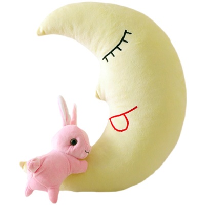 夜光兔子月亮毛绒玩具抱枕玩偶