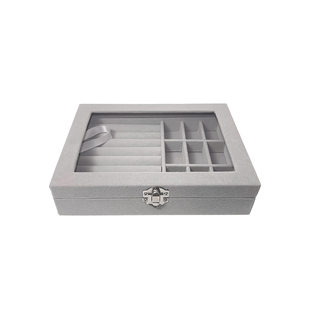 高级感大容量丝绒透明首饰盒项链戒指耳环防氧化防尘收纳盒饰品盒