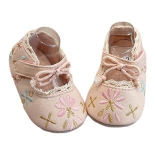 春秋季0-1岁护脚女宝宝软底学步鞋婴幼儿鞋子绣花布鞋中国风古风2