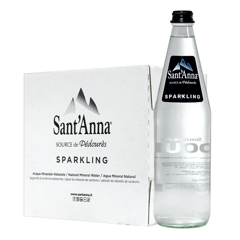 圣安娜法国进口饮用天然泉水330ml*24瓶玻璃瓶商务饮用水