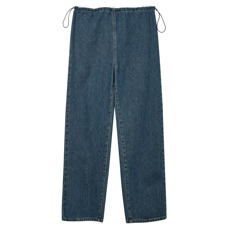 孕妇裤子冬季外穿2025新款秋冬抽绳小个子直筒牛仔裤加绒加厚长裤