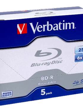 Verbatim威宝 蓝光光盘BD-R 25GB空白刻录光盘5片独立装