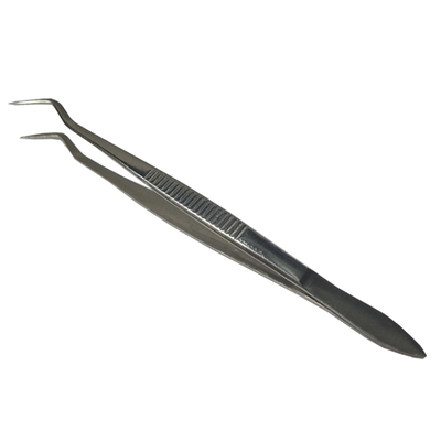 双弯尖头无齿镊子带定位夹具镊