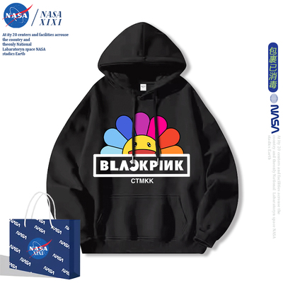 NASA BLACKPINK朴彩英同款周边卫衣女连帽秋冬季衣服宽松加绒外套