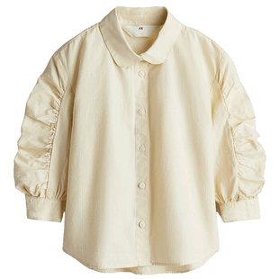 HM童装儿童女童衬衫春季条纹灯笼袖棉质衬衣1268343