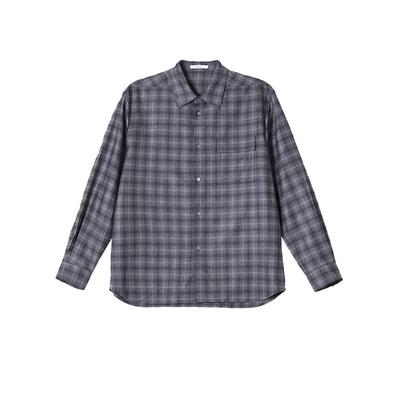 男装格纹精纺羊毛长袖衬衫