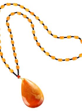 老蜜蜡项链长款简约百搭配饰