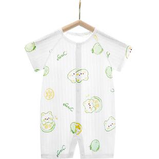 包邮爱贝迪拉婴儿衣服夏秋季薄款新生幼儿睡衣外出男女宝宝连体衣