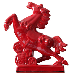 唐三彩陶瓷马摆件大红色马礼品飞黄腾达工艺品家居装饰风生水起